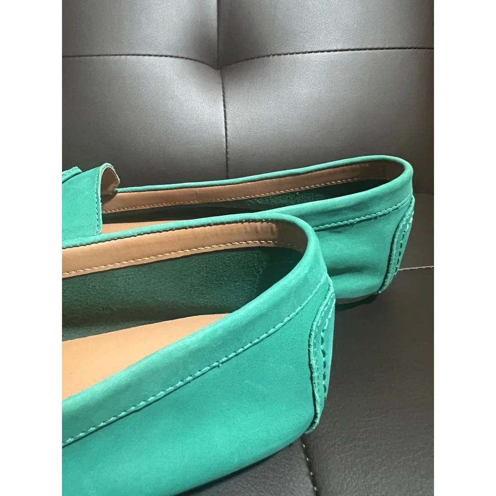 J.Crew Womens Teal Turquoise Nubuck Leather Driving Moccasins Loafers Size 11 - Picture 4 of 9